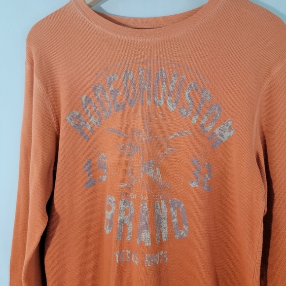Bee Easy "Rodeo Houston" Orange Ombre Crewneck Long Sleeve Knit Sweatshirt XL - Picture 2 of 9